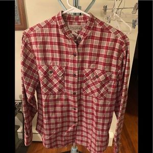 St Johns Bay red white and tan flannel shirt